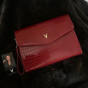 Vanessa Williams Vibrant Red Croc-Embossed Clutch/Purse
